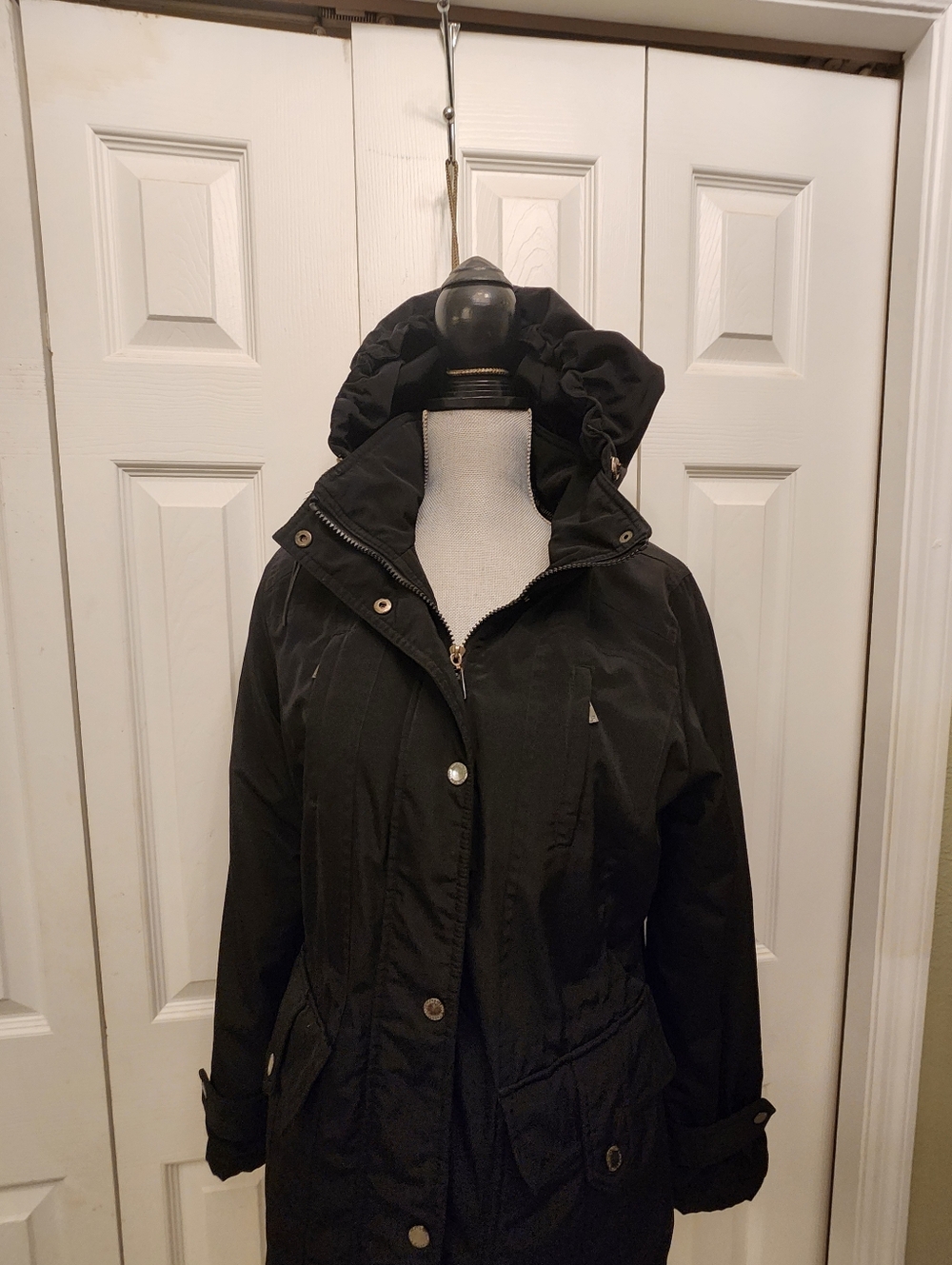 London Fog Black Women's Hooded Winter Jacket/ski Jacket Sz M